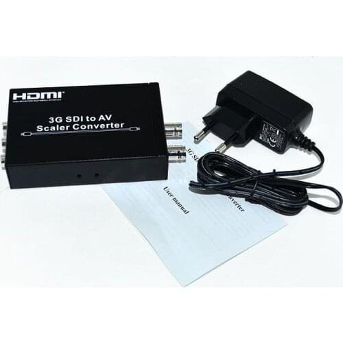 New 3G SDI to AV Scaler Converter 3G/HD/SD SDI to R/L RCA Adapter Converter with EU/US Plug free shipping