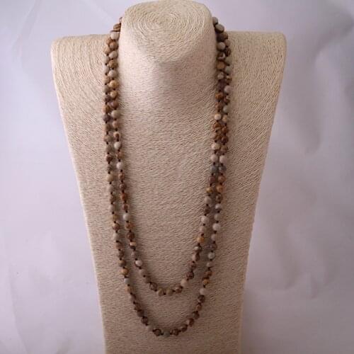 Fashion Long Knot Beads Halsband Natural Stones Necklace For Women Jewelry by 130cm