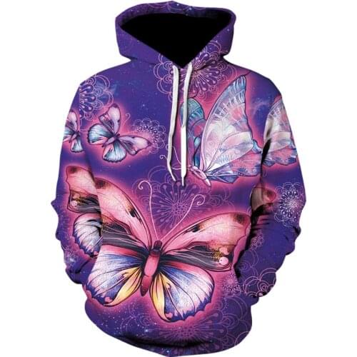 Popular Brand Colorful Butterfly Long-Sleeved Pullover 3D printing Hoodies Oversize Loose Men and Women Fashion Trendy Hooded