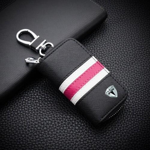 Rainbow Fashion Leather Car Logo Key Cover Case For Tesla Model Y Model S Model 3 Model X Accessories