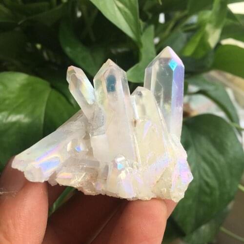 Rare beautiful white flame aura quartz crystal cluster specimen 90-100g