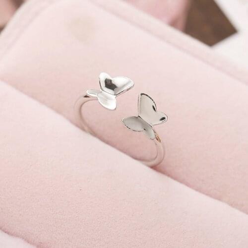 Cute Butterfly Open Ring For Women Simple Silver Color Finger Jewelry Adjustable Rings Anillos Mujer Bijoux
