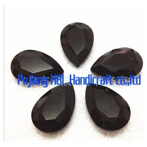 Shining 13x18mm 10x14mm .. Black Crystal Fancy Pointback Stone Pear Shape Garment Accessary Beads