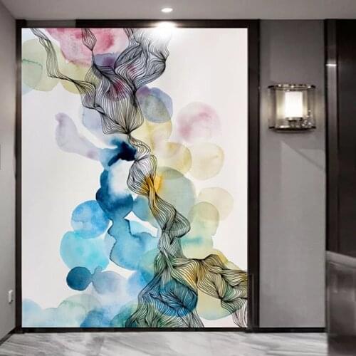 Custom size Window Film Glass films Sticker frosted Home Decor Glass Stickers for bathroom living room Abstract ink painting