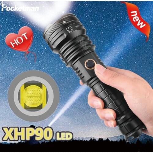 Super XHP90 LED Flashlight Tactical Waterproof Torch 5 Lighting modes Zoom built-in lamp use 26650 battery portable