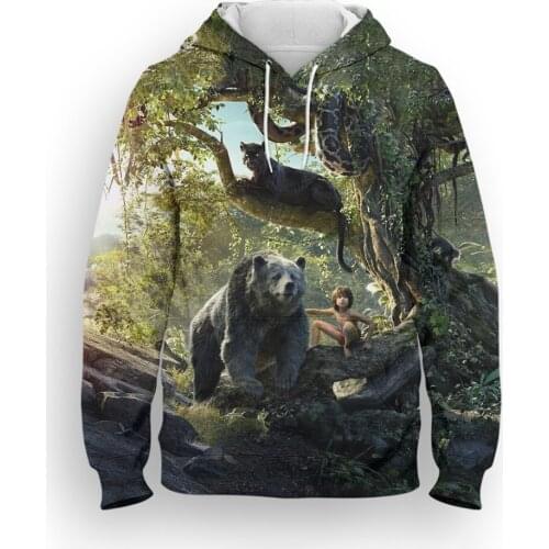 Disney Movie Hoodies Women Cartoon Anime The Jungle Book Boy Girl Kids Pullovers 3D Print Streetwear Men Oversize Sweatshirt