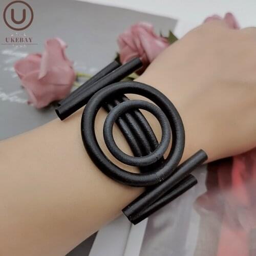 UKEBAY New Gothic Charm Bracelets Designer Original Bangles Black Chain Handmade Rubber Jewelry Geometric Leather Bracelet Gifts