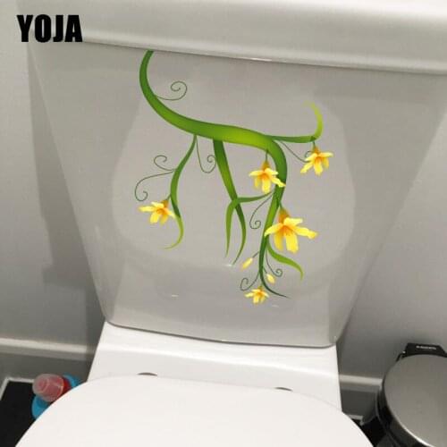YOJA 23.5*21.8CM Yellow Flower Vine Wall Decor Decal Home Bedroom Toilet WC Sticker T1-0624