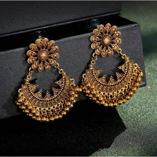 Flower Beads Earrings For Women Jewelry Indian Jhumka Vintage/Dangle Earring Charms Pendientes Ear Piercing Womans Accesories