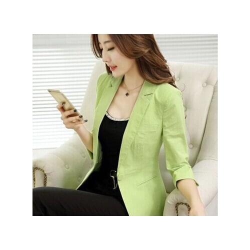 New Brand Blazer Women Linen Casual Suit Women Blazers Slim Fit Regular Single Button Flax Suit Jacket