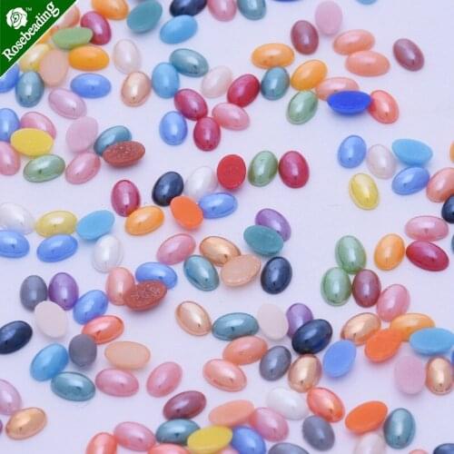 100pcs 4x6mm Oval Shape Non Hotfix Flatback Stones,Ceramic Cabochon,kawaii scrapbook