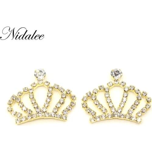 37x32mm Gold decorative rhinestone crown buttons , DIY Craft Wedding Accessories Metal Flat Botton Free Shipping 10pcs