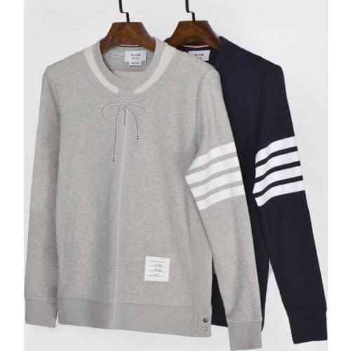 2021 Fashion TB THOM Brand Clothing Personality Bow Embroidery Cotton jacket Men Sweatshirts O-Neck Slim Casual Sportswear Coat