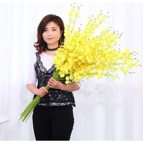 5 Prong Orchid Wedding Flower Arrangement Home Decoration Fake Flower Simulation Bouquet Living Room Dining Table Decoration