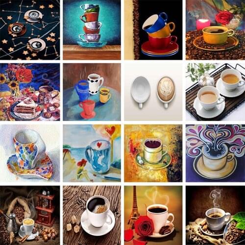 5D DIY diamond painting full square/round diamond various style design coffee cup embroidery sales Mosaic rhinestone