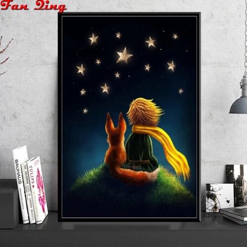 Diy Diamond Embroidery Little Prince Fox Star Painting Full Square Round Rhinestone Cross Stitch Mosaic Northern Europe Decor
