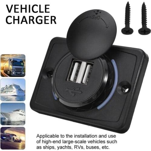 Dual USB Port Car Socket Charger 12-24V 3.1A Waterproof RVs Buses Charging Socket Adapter Phone Charger Replacement Accessories