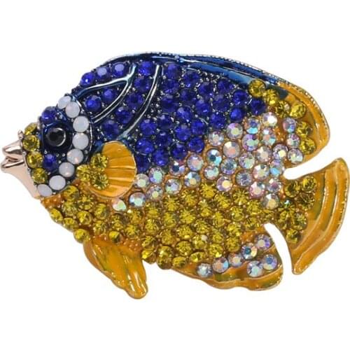 Cross-border hot style cartoon animals carp alloy diamond brooch personality high-end jewelry wholesale brooch brooches