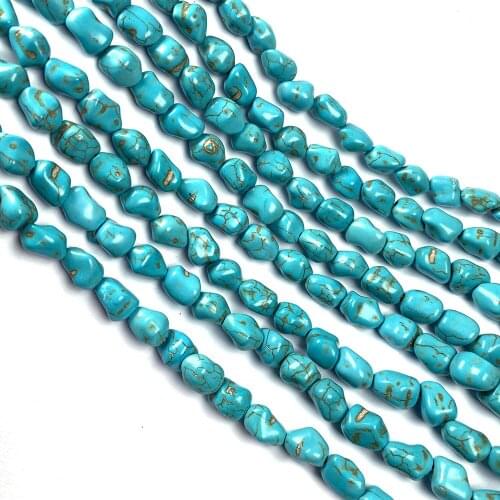 Natural Stone Beads irregular Shaped Blue Turquoises Loose Spacer Beaded For jewelry making DIY necklace bracelet accessories