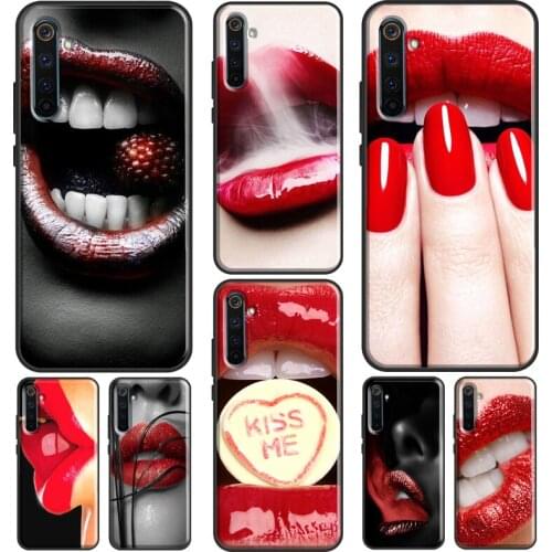 Sexy Red Lips Case For OnePlus 8 Pro 6 6T 7T 8T 7 Pro Nord Case For Realme C3 6 7 Pro X2 X7 X50 Q2