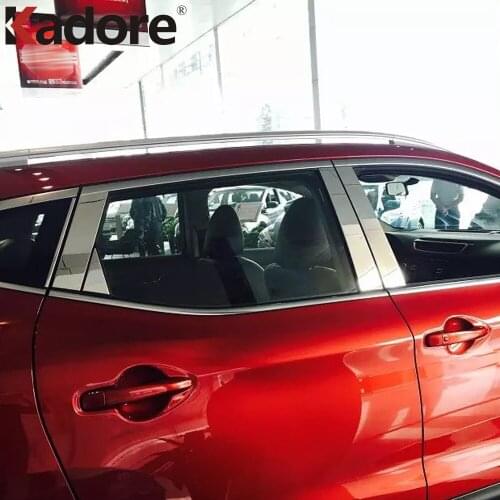 For Nissan Qashqai Rogue Sport 2014-2019 Stainless Steel Window Frame Center Pillars Pillar Covers Moulding Trim Accessories