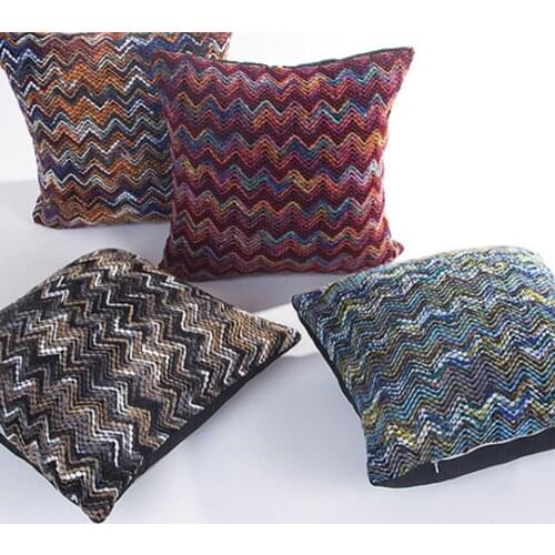 Home Furnishing Fashion Blended Wool Striped Knitted Hugging Pillow Case Pillow Cushion Cover No Core Household Products