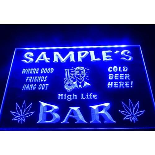 DZ082- Name Personalized Custom weed hemp High Life Bar Beer Neon Sign hang sign home decor shop crafts