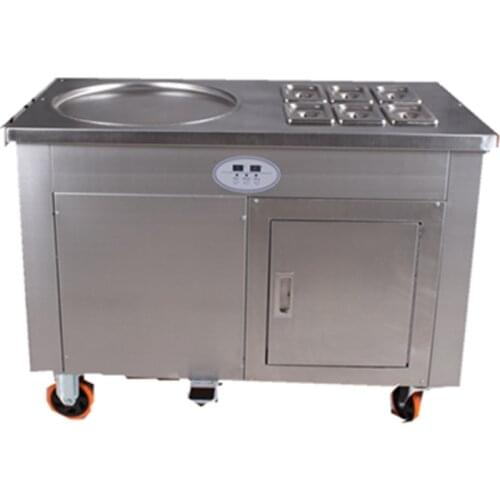 Hot sale single round pan with 6 freezer tanks fried ice cream roll machine thailand south africa roll fry ice cream machine