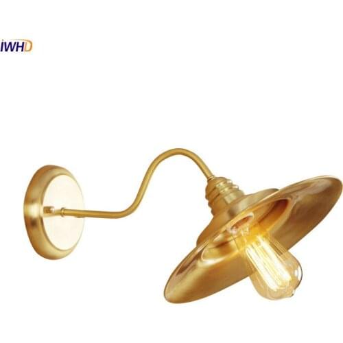 IWHD Nordic Copper Wall Light Fixtures Bedroom Living Room Edison Antique Vintage Wall Lamp LED Applique Murale Luminaire