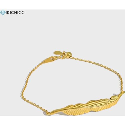 Kikichicc 100% 925 Sterling Silver Gold Big Leafs Chain Bracelet 2020 Rock Punk Fashion Jewelry Fashion Jewels Rock Punk