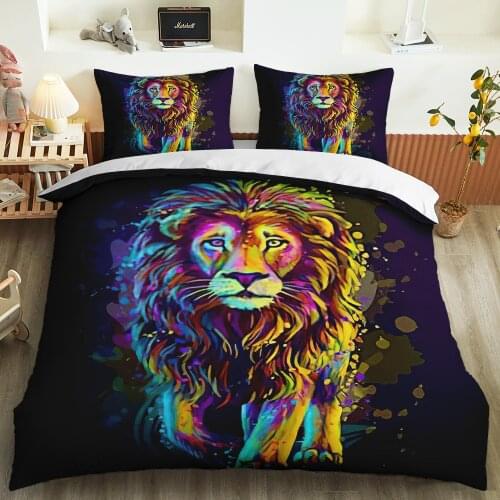 Custom 3D Print Lion Tiger Wild Animals Bedding Set Bed Set Bedroom Home Decor Pillowcase Soft Duvet Cover Queen King Single