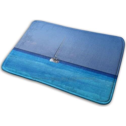 " Sleeping With The Enemy " Mat Rug Carpet Anti-Slip Bedroom Entrance Door Mat Yacht Boat Sailing Sea Turquoise Blue Greece