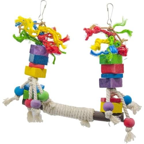 Colorful wooden bird chew toy, parrot cage, the hanging toy for cockatiel