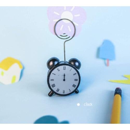 Creative Shape Wooden Memo Photo Clip Message Card Holder Stand Card Message Clip Information Clip - Type:Alarm Clock