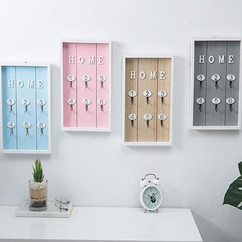 Creative Wall Mounted Key Holder Storage Shelf Key Hanger Holder Wall Organizer with 6 Hook for Home Kitchen Bathroom Decoration
