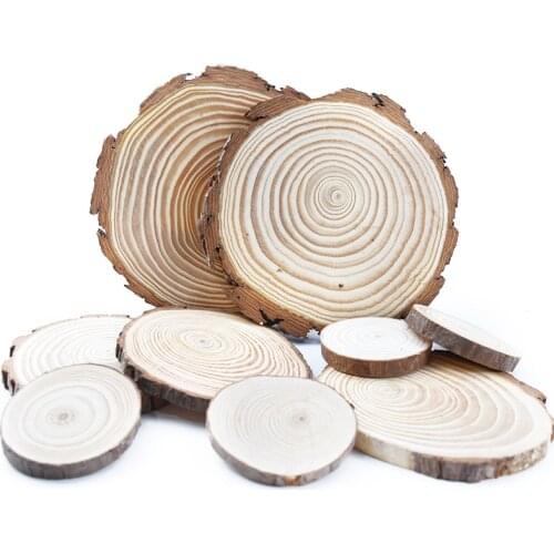 1pcs 6-15cm Thick Natural Pine Round Unfinished Wood Slices Circles With Tree Bark Log Discs DIY Crafts Wedding Party Painting