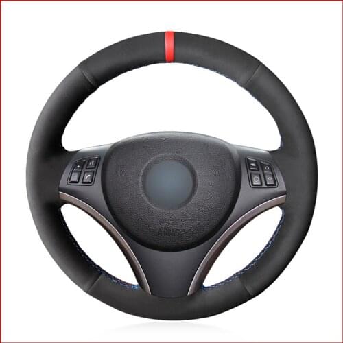 MEWANT Black Suede Leather Steering Wheel Cover for BMW E90 E91 E92 E93 X1 E84 E87 E81 E82 E88 Accessories