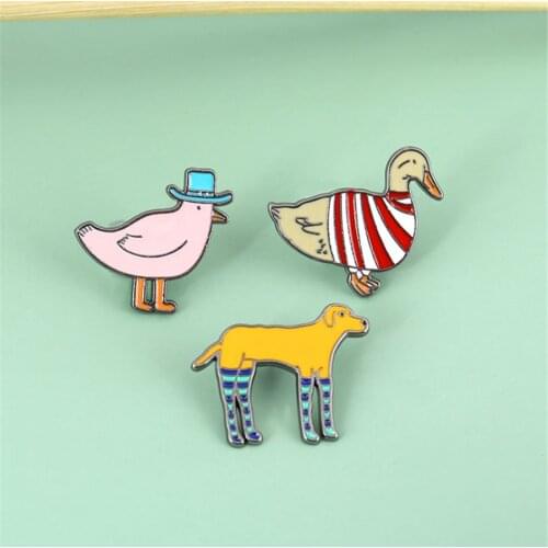 Fashion Cartoon Chick Dog Cute Enamel Brooch Metal Badge Cowboy Clothes Bag Oil Drop Pins Jewelry Brooch Pin Banquet Decoration