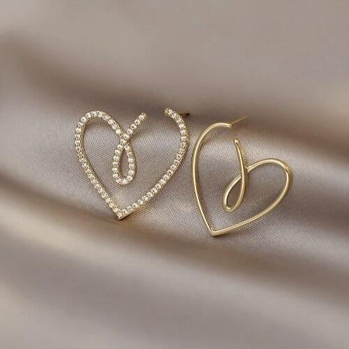 Trendy Irregular Crystal Circle Hoop Earrings For Woman Korean Fashion Statement Heart Shiny Earrings Female Wedding Gifts