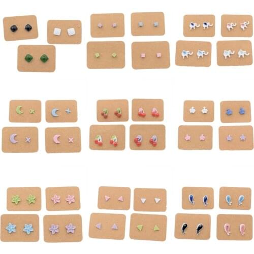 2021 New Korea Fashion Creative Animal-shaped Ceramic Earrings Suit Dog Bone Butterfly Crown Earring for Woman Jewelry Wholesale