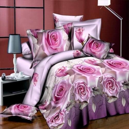 New Style White Red Flower 3D Bedding Set of Duvet Cover Bed Sheet Pillowcase Bed Clothes Comforters Cover Queen No Quilt 5