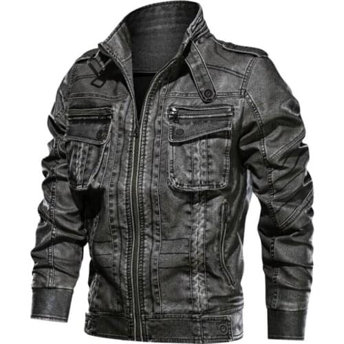 Autumn Winter Pilot PU Leather Jacket Mens Streetwear Jackets Vintage Motorcycle Biker Faux Plus Size Coats Warm Windbreaker