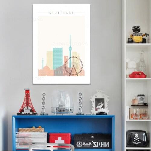 Stuttgart Skyline Canvas Print Wall Art Poster Picture Modern Minimalist Bedroom Living Room Decoration Framed