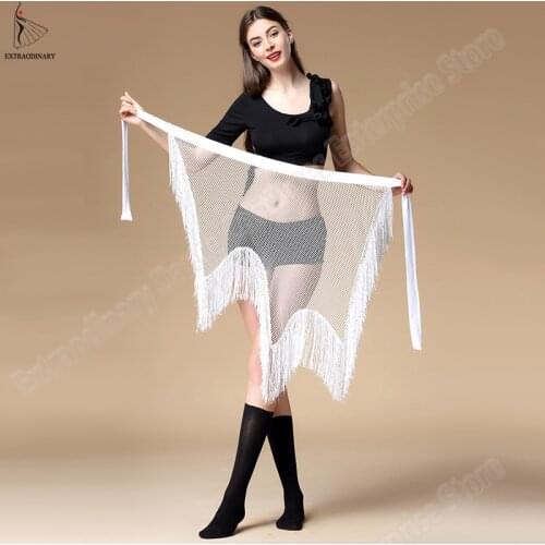 New Women Belly Dance Belt Clothing Irregular Stretchy Long Tassel Sequin Latin Dance Bellydancing Hip Scarf Waist 3 Colors