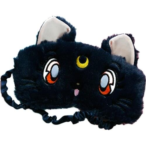 2020 Sailor Moon Warrior Luna Cat Plush Eye Mask Anime Glossy Eye Shade Sleep Goggles Cartoon Shading Cat Eye Mask for Wholesale