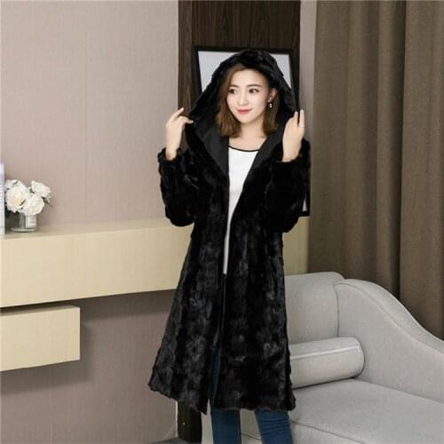 Luxury Lady Genuine real natural mink fur coat with hood womens long fashion warm winter waistcoats jacket custom any size