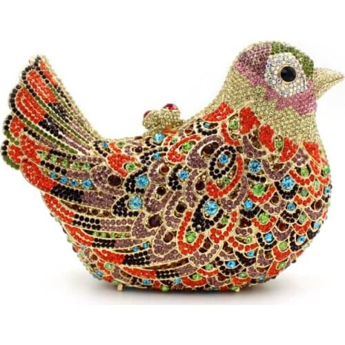 Bee In Fly Luxury Handcraft Diamond Animal Bird Dove Pigeon Clutch Bag For Party Lady Bling Wedding Purse