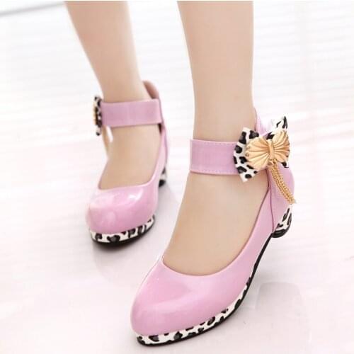 Children Shoes Girls High Heels Princess Sandals Fashion Female Shoes Butterfly Knot Girls Party Dress Wedding Dance Shoes