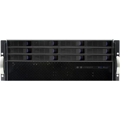 Server storage chassis 4U, 12 disk rack type, short version, Depth 40cm, Supporting large motherboard