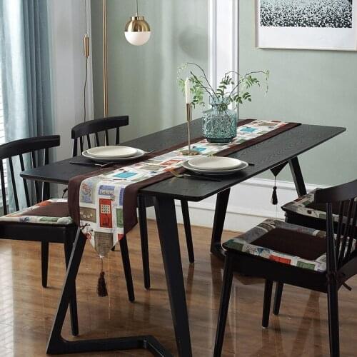 Cotton Linen Patchwork Table Runner British Brown Simplicity Table Covers Home Party Decoration Modern Rectangular Tablecloth